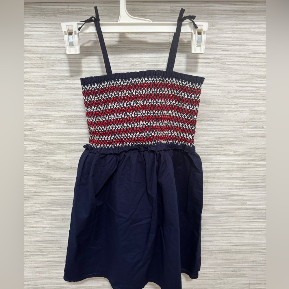 Janie and Jack girls red white blue smocked dress size 7.